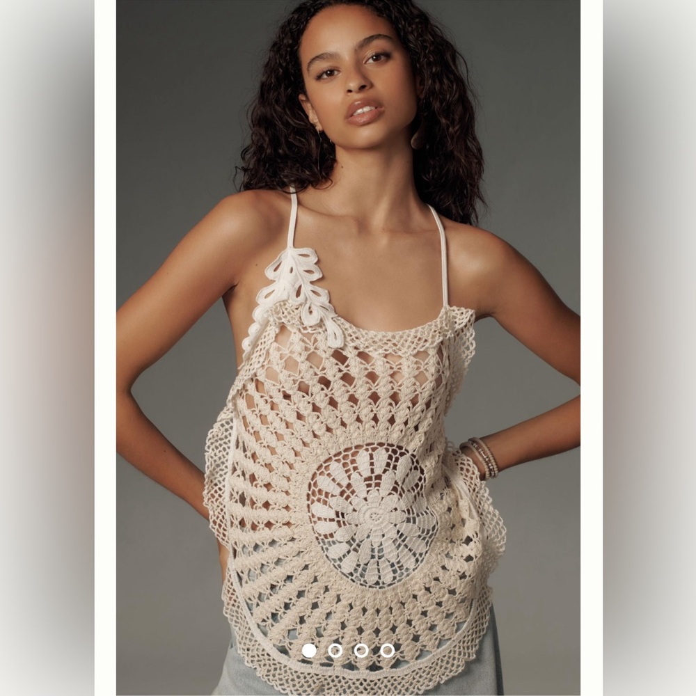 By Anthropologie Pieced Crochet Sweater Tank, New With Tag